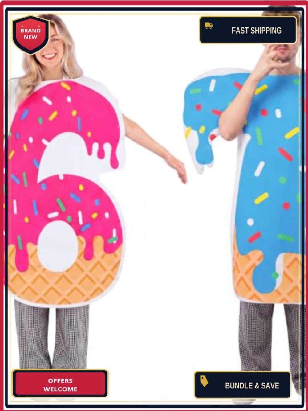 Funny 6 7 Ice Cream Drip Halloween Costume Set 2 Pcs Cosplay Outfit